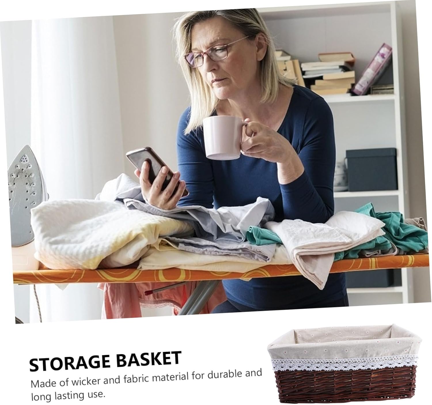 MAGICLULU Wicker Basket Large Capacity Willow Countertop Organizer for Kitchen and Laundry Storage Daisy Style Brown Sundries Sorting Bin for Home Use