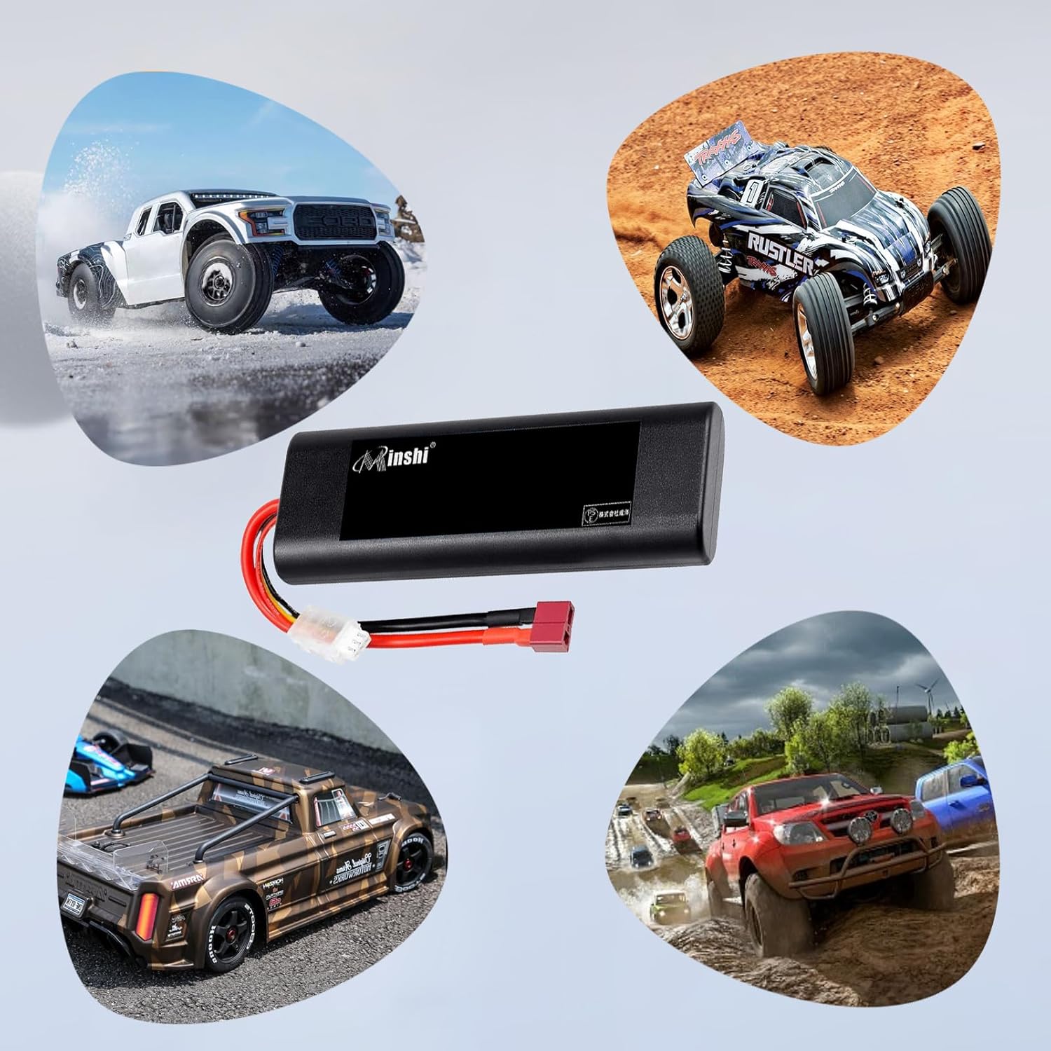 MINSHI セレブ製 7.4V 4000mAh 50C 2S Lipoリポバッテリー Tプラグ 適用 RCカー用 RCトラック用