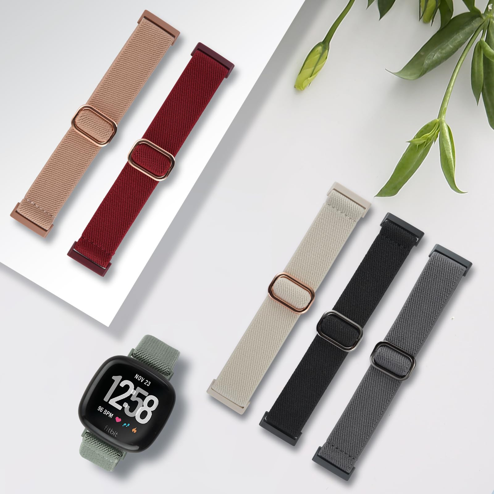 aceyoon Pasek kompatybilny z zegarkiem Fitbit Versa 4 / Fitbit Versa 3 / Fitbit Versa 2 / Fitbit Sense dla kobiet i mężczyzn, Große, Nylon, Bez perły