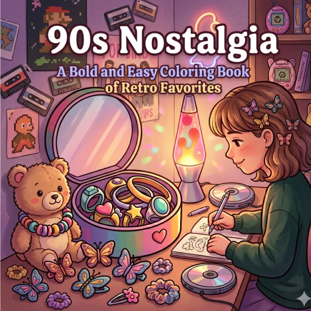 90s Nostalgia: A Bold and Easy Coloring Book of Retro Favorites