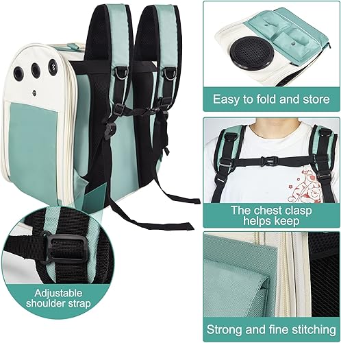 Miniatura 4 de Top tasta Mochila para gatos, bolsa de transporte aprobada por aerolíneas, diseño de malla ventilada para ventana, mochila de hombro plegable y