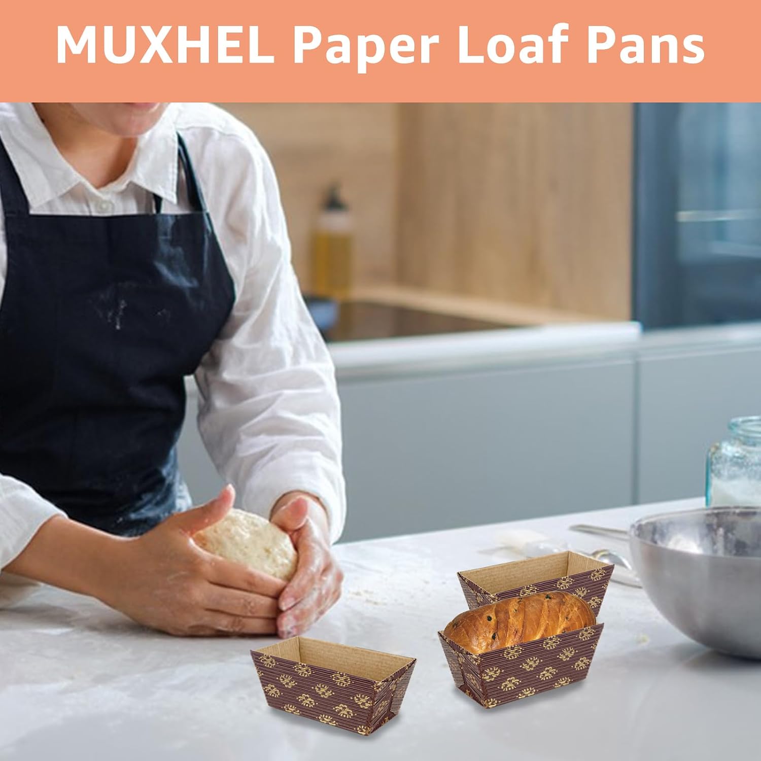 100 Pcs Mini Paper Loaf Pans Disposable Paper Loaf Pans for Baking, Microwave Oven Freezer Safe Corrugated Paper Baking Pans for Bread Baking