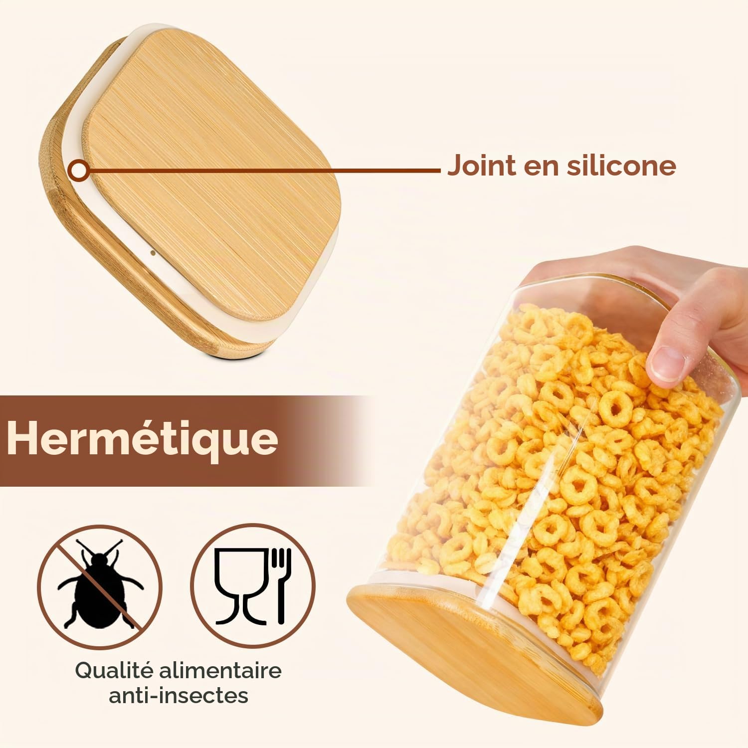 ComSaf Bocal en Verre Avec Couvercle, Pot en Verre Avec Couvercle, 600-1000 ml, Lot de 12 Pièces, Convient Pour Noix de Cajou, Gros Sel, Amandes