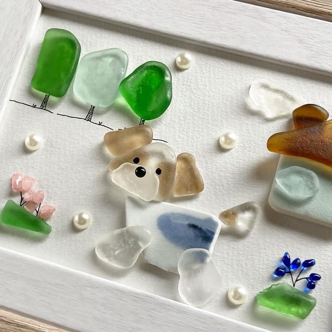 Amazon.co.jp: うちの子シーグラスアート シーズーのお散歩 犬