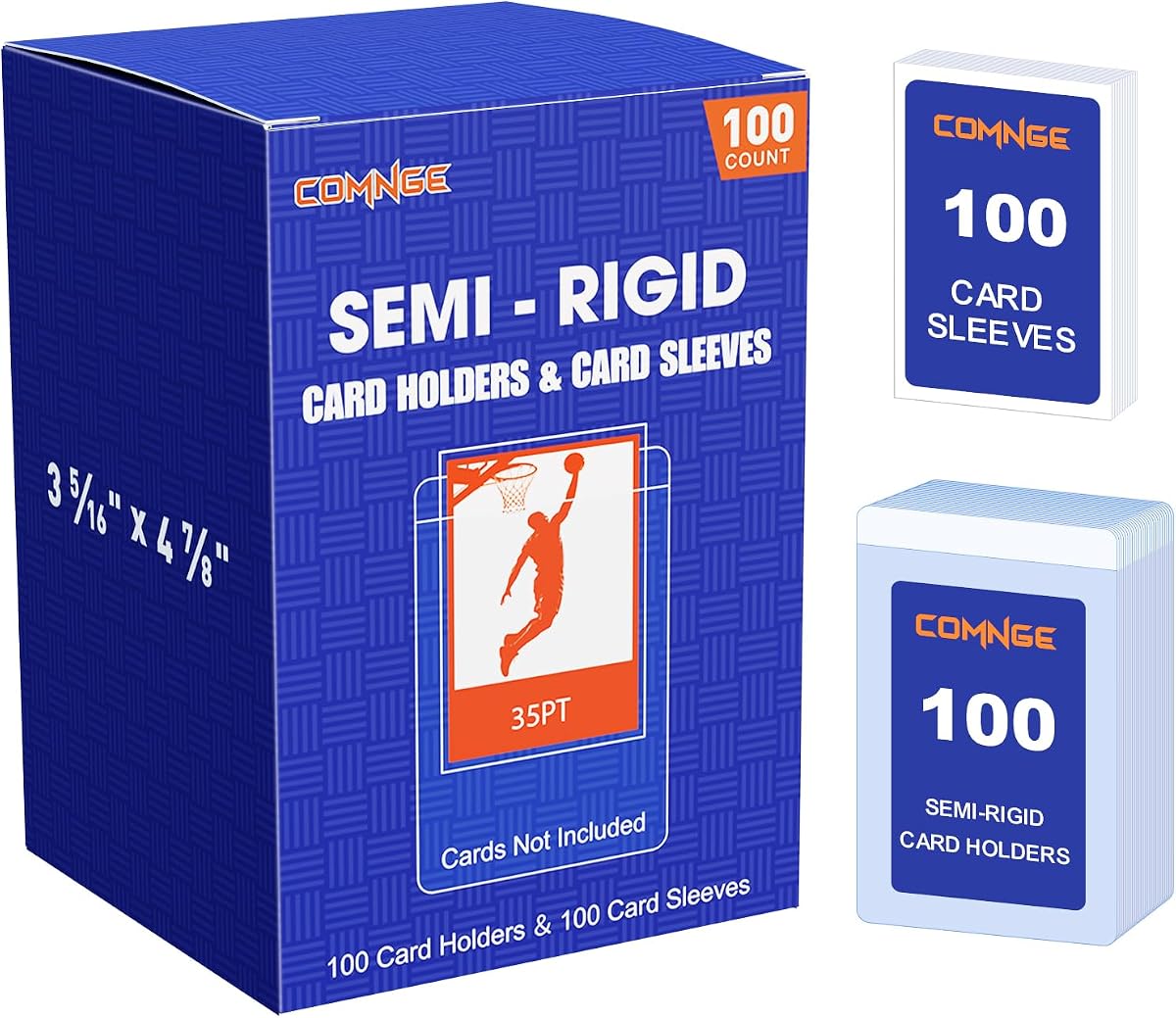 100ct Semi Rigid Card Holder & Sleeves - Card Savers for Grading Submission | Semi Rigid Card Holders Protect Baseball Sports, TCG Cards, for PSA, BGS, SGC Grading Submission, Shipping and Storage