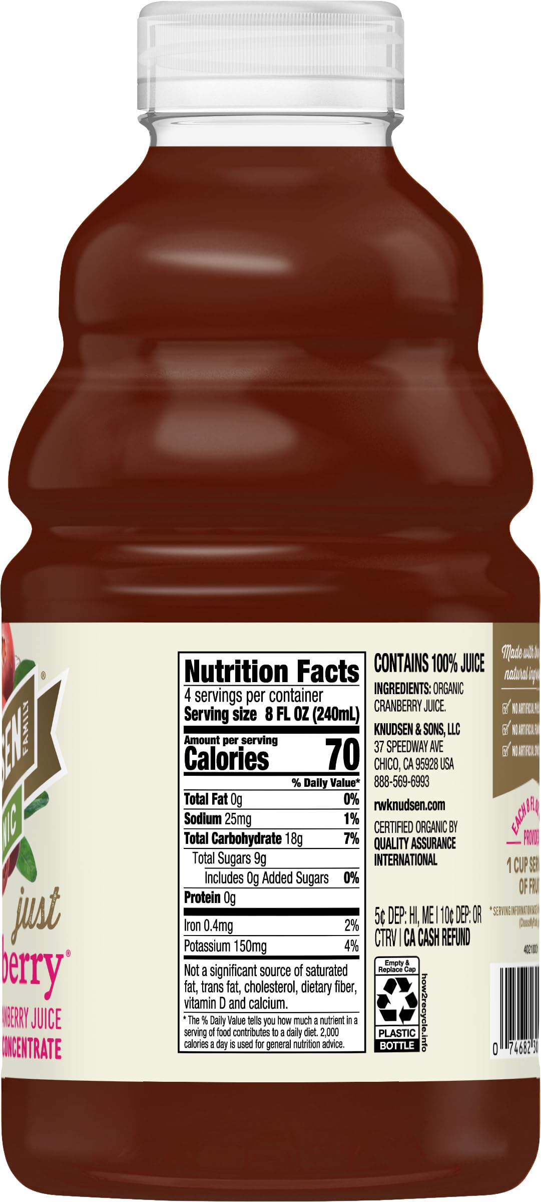 R.W. Knudsen Organic Just Cranberry Juice, 32 fl oz (Pack of 1)