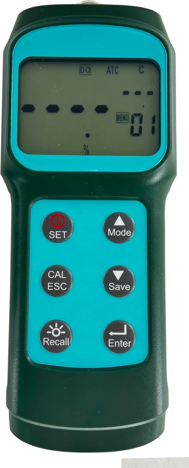 Fluorescence Dissolved Oxygen Meter Detector with 10m Probe Measuring Range 0.0-15.0 (mg/L)/0-119.9% Solution 0.1 mg/L Accuracy ±3.0% FS Calibration 100.0% in Air 99 Points Records