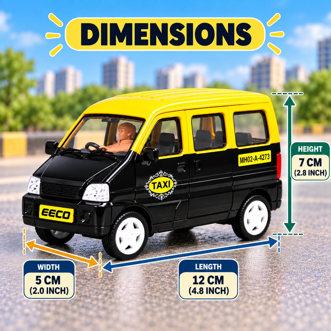 Friction Powered Van Taxi Toy - No Batteries! -6
