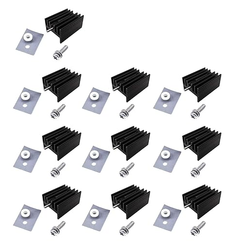 Easycargo 10 Packs TO-220 Heatsink + Insulator Mounting Screws Kits for LM317 LM317t L7805 L7812 L78XX Voltage Regulator, IRFZ44N 3205 520N 630 1404 MOSFET Transistor (20mmx15mmx11mm) - Black