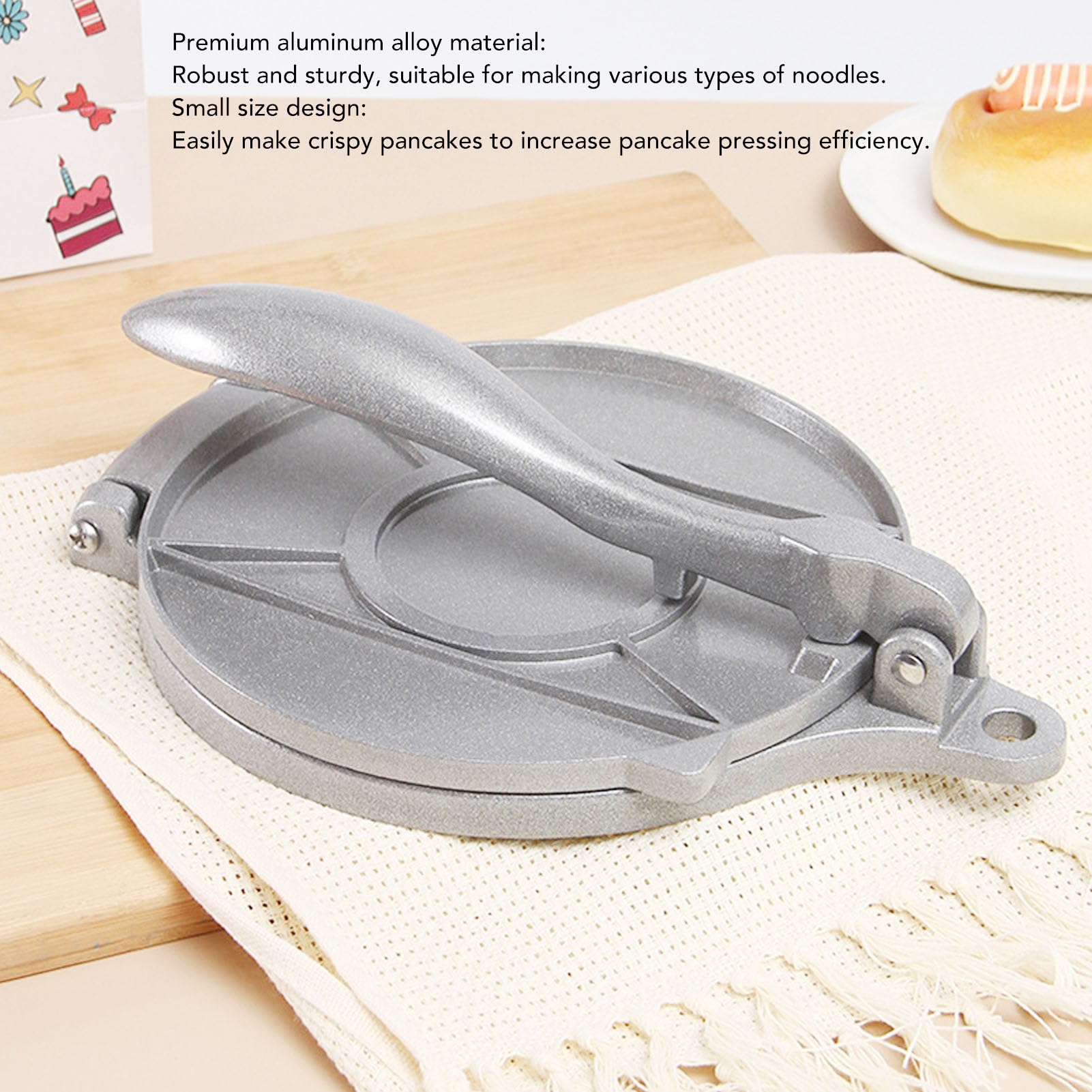 Prensa de Tortillas Máquina para Hacer Tortillas de Maíz Prensa de Tortillas Compacta Manual de Aleación de Aluminio Resistente para la Cocina Doméstica, Máquina para Hacer Roti
