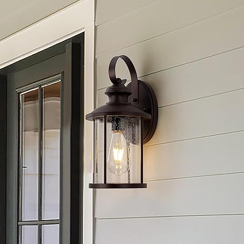 Miniatura 9 de MICSIU Lámpara de pared para exteriores, paquete doble, 1 farol de montaje en pared exterior, impermeable, luces de porche para casa exterior en