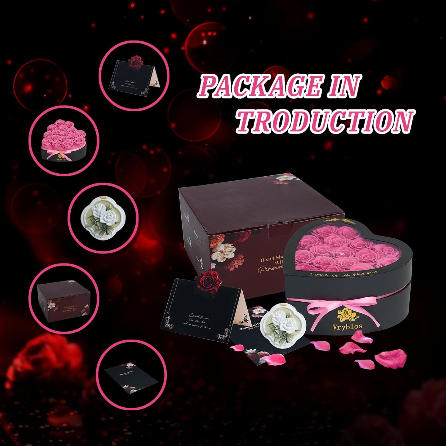 16 Pieces Forever Flower Heart Shape in a Box Preserved Pink Roses for Delivery Grade A Quality 100% Real Immortal Flowers Eternal Birthday for Her Mom Women Wife Girlfriends (Pink) - Image 4