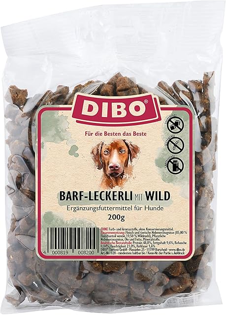 DIBO Przysmaki barf Wild 200 g, smakołyki do nagrody, uprawiania sportu i spędzania wolnego czasu