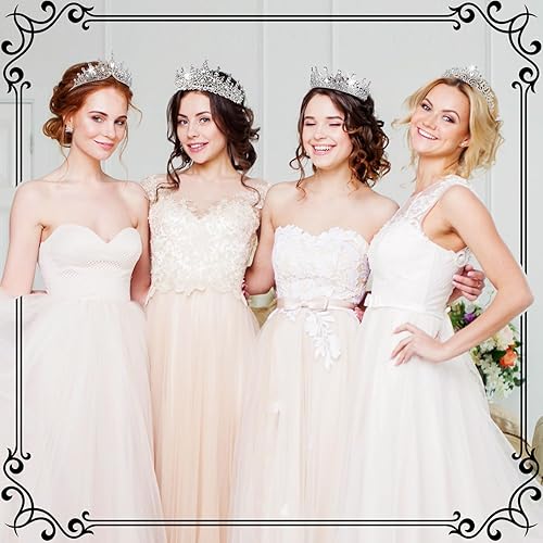 Miniatura 6 de Kigeli Paquete de 4 coronas de reina para mujer, corona de concurso con peines de diamantes de imitación, tiara de princesa, tiara de graduación