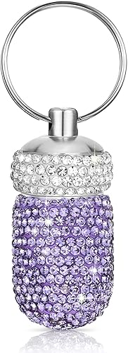 Soleebee Pastillero portátil con llavero brillante, organizador de píldoras de viaje pequeño, contenedor de píldoras impermeable al aire libre,