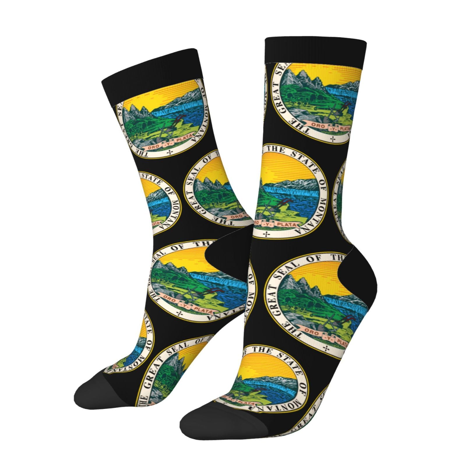 SIYTUAU Great Seal of Montana Socks For Women Men Cushion Athletic Crew Socks Casual Wicking Socks