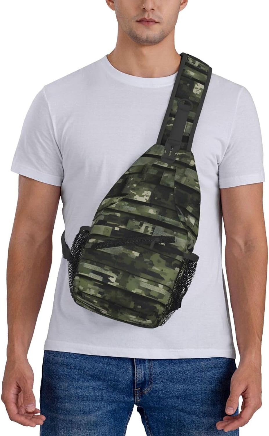 Durable Lightweight Digital Camo Print Cross chest bag diagonally for Travel Commute Daily Use