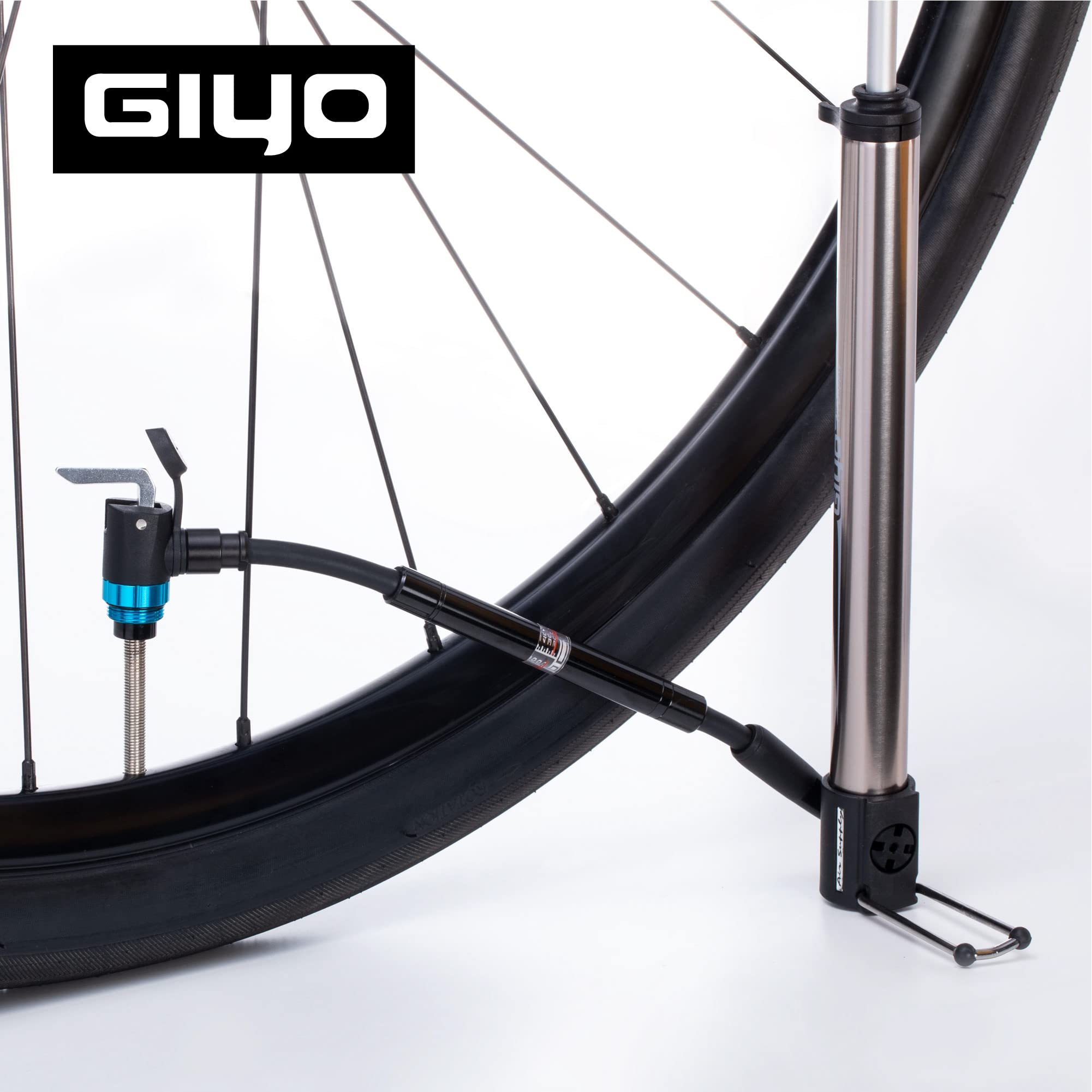 GIYO GM741 Hochpräzise Fahrradpumpe mit Manometer – Tragbare Standpumpe, langlebig & leicht für Mountainbikes & Rennräder, 140 PSI, universelle Ventilkompatibilität