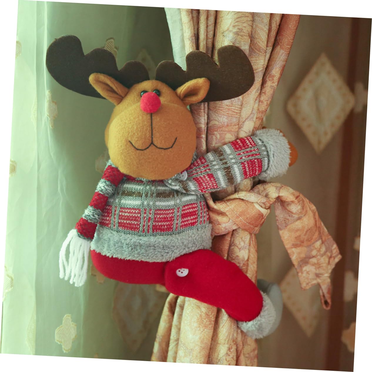 OUNONA 4 Pièces Clips de de Dessin animé Rideaux Noel Rideaux de Noel décoration du père Noël Boucle de de noël Embrasse de en Forme de Boucle pour