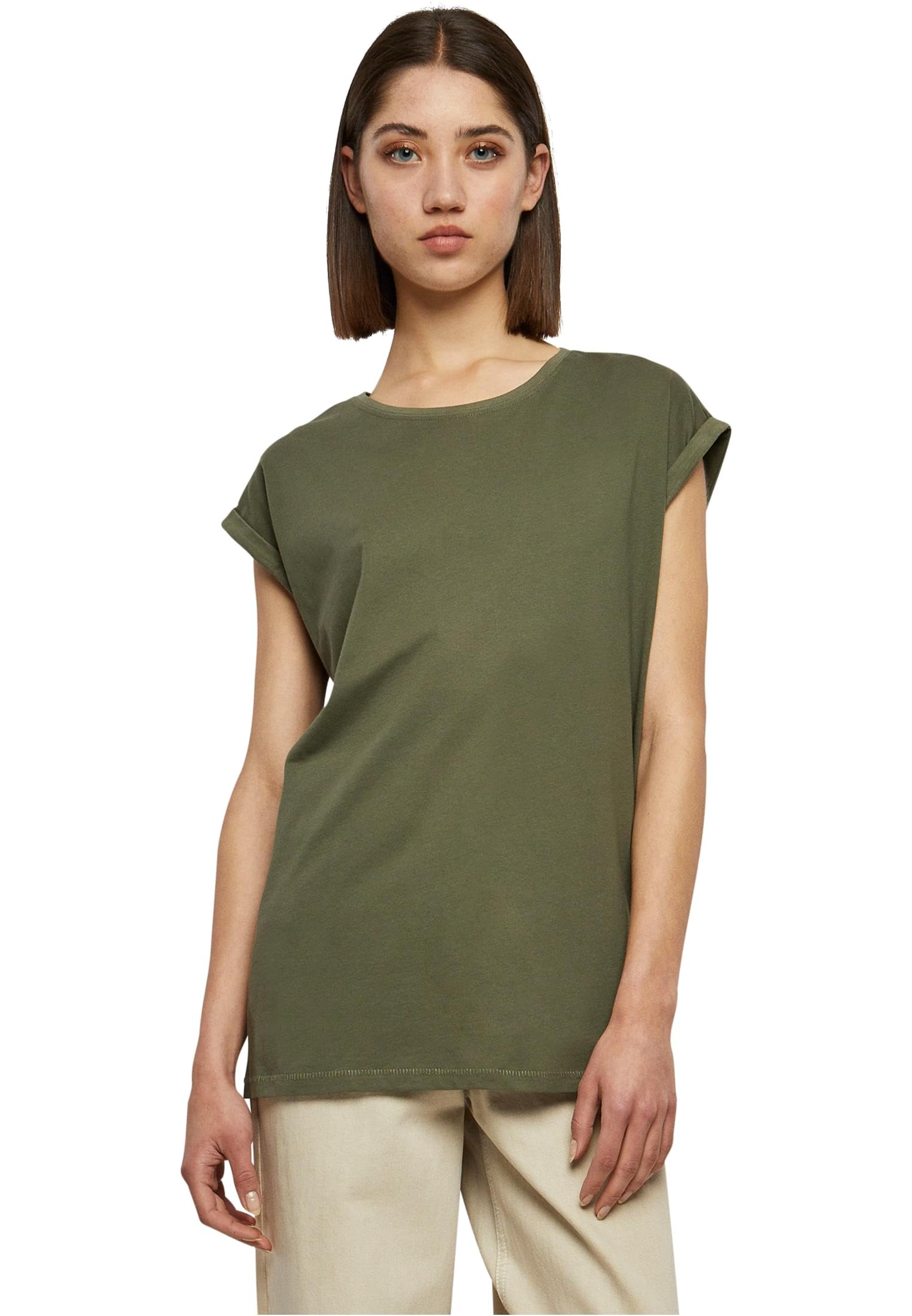 Urban Classics Women's Olive Extended Shoulder Tee T-Shirt, 4XL