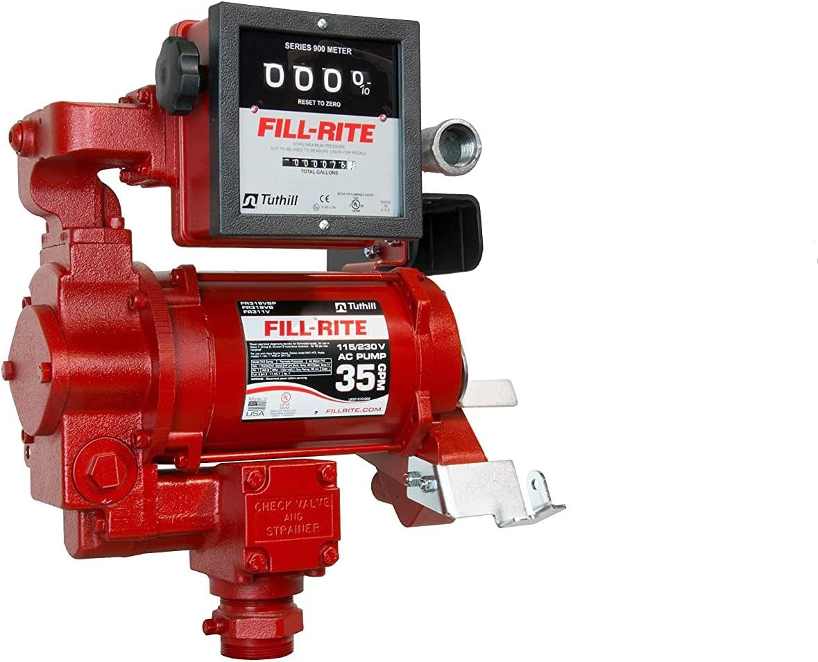 Fill-Rite FR311VB 115V/230V 35 GPM Fuel Transfer Pump w/Mechanical Meter Package (Gallons) : Automotive