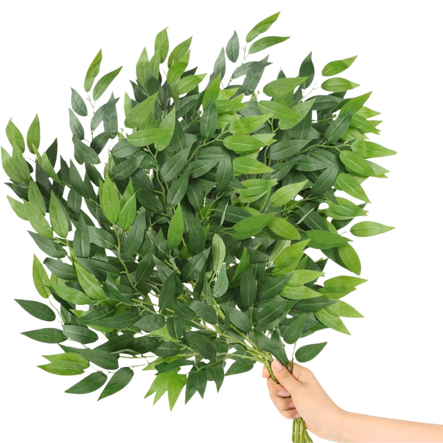 YEAHLEE 6PCS Artificial Greenery Stems 25IN Artificial Ruscus Greenery Foliage Ornaments for Living Room Artificial Leaves for for Home Decor & Kitchen Decor & Wedding Bouquet