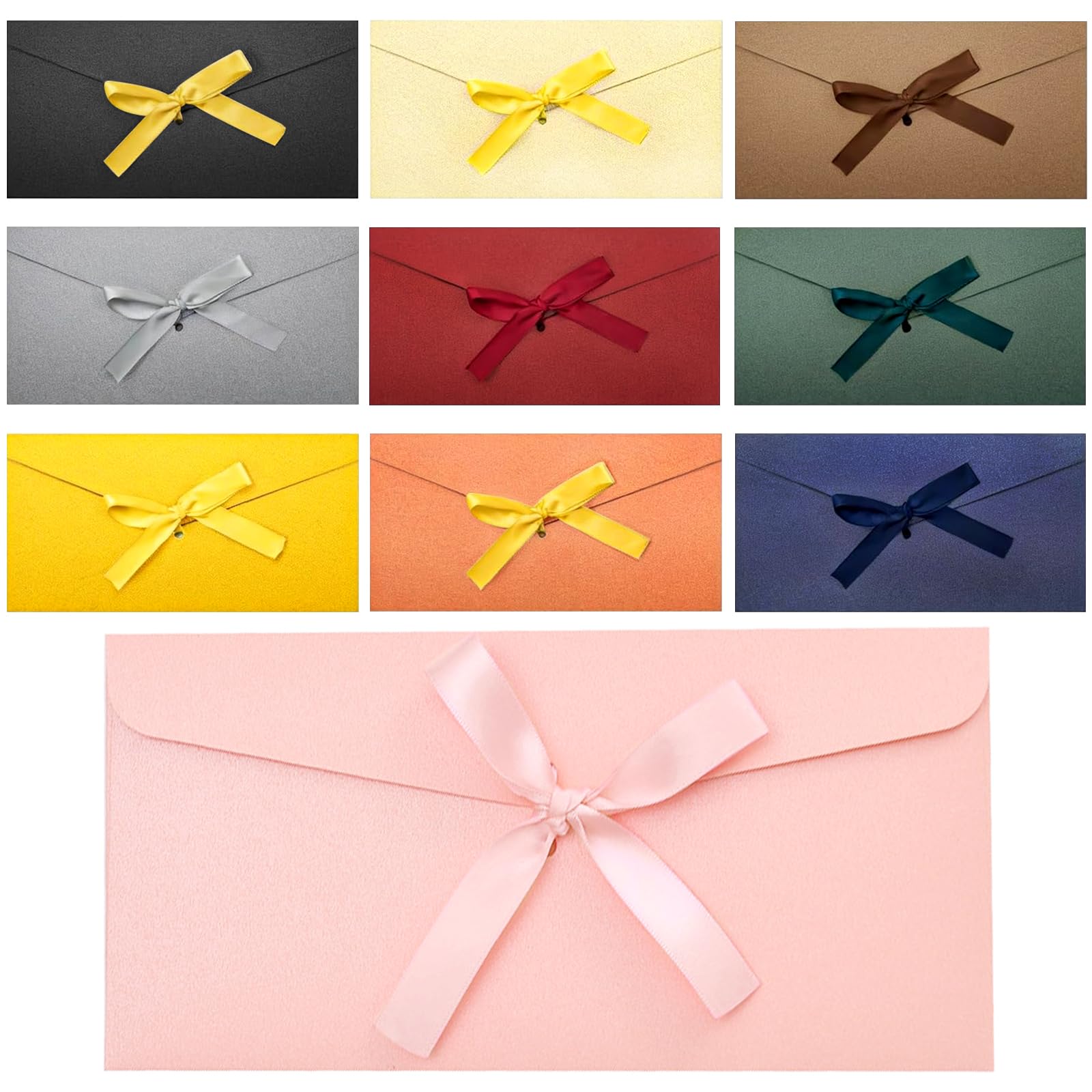 SUPGOD 10 Pcs Enveloppes Rétro Colorées en Papier Kraft avec Ruban pour Cadeau Noel