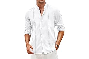 Men's Linen Long Sleeve Guayabera Shirt
