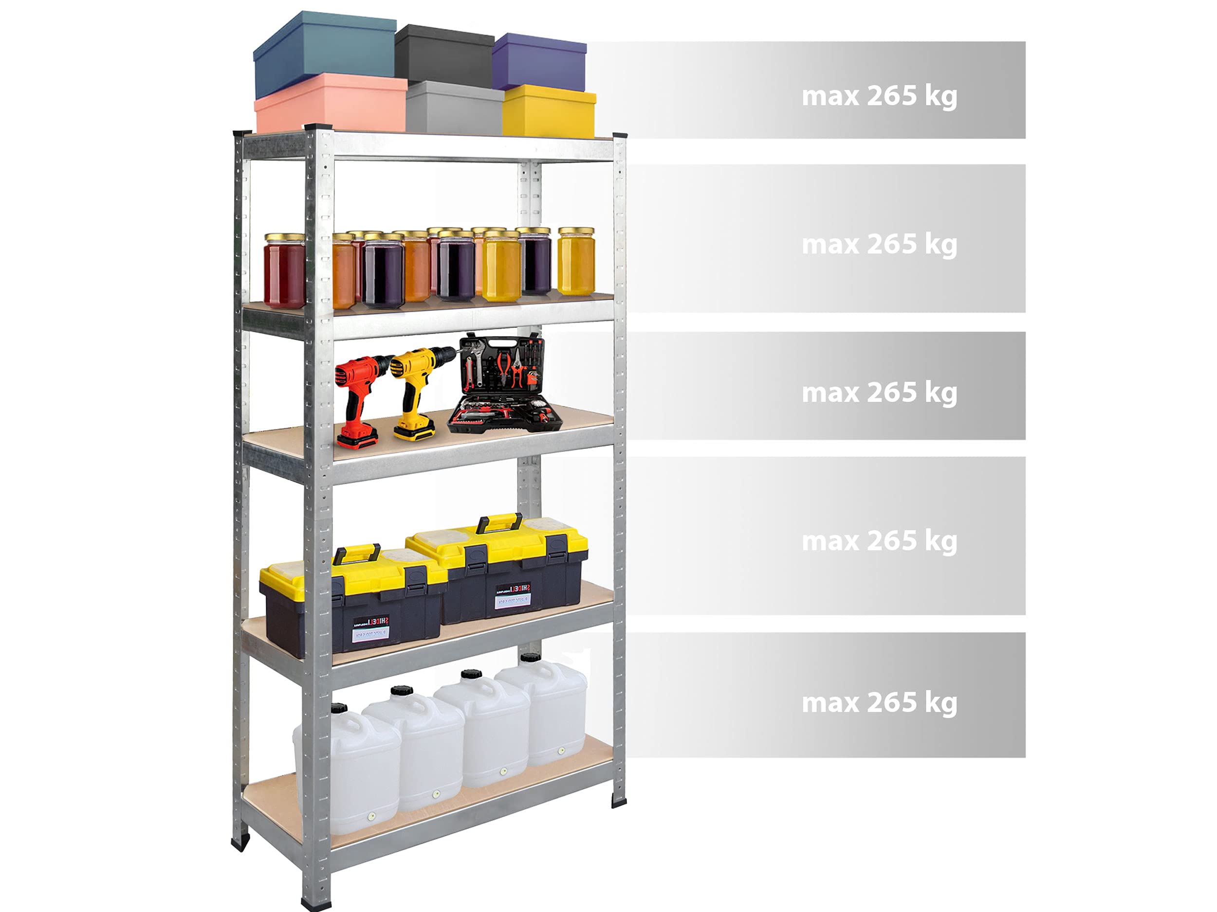 Humberg Scaffale Per Carichi Pesanti, Materiale A Base Di Legno Metallo, Argento, 40X90X180 Strong-image