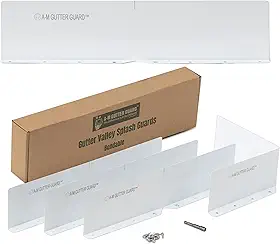 A-M Gutter Guard Protetores contra respingos Gutter Valley – Pacote com 4 brancos | Inclui parafusos de zíper de aço inoxidável e broca sextavada de 1/10.2 cm | Design de alumínio dobrável evita