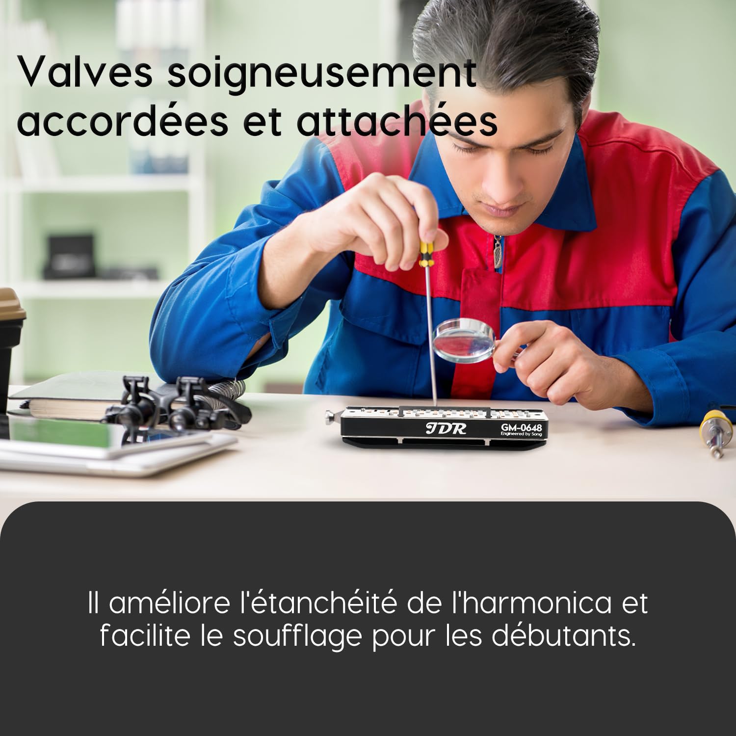 JDR Harmonica Chromatique Clé de Do 12 Trous 48 Tonalités Harpe de bouche Chromatique Clé de Do pour Enfants Débutants Adultes Joueur Professionnel Parents | GM0648