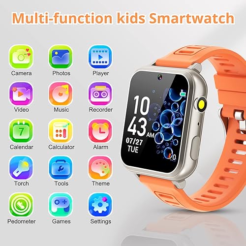 Miniatura 2 de Reloj inteligente para niños con 24 juegos de rompecabezas, cámara de pantalla táctil HD, reproductor de música, podómetro, reloj despertador,
