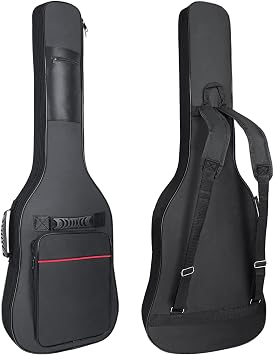 39 Inch Electric Guitar Case 7mm Padding Electric Guitar Bag Waterproof Electric Guitar Gig Bag, Guitar Bag Electric Backpack with Neck Strap and Pockets, Black&Red Line