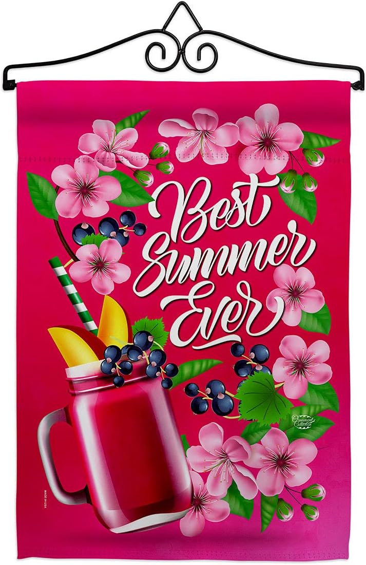 Summer Smoothie Garden Flag - Set Wall Hanger Fun In The Sun Beach Pool Luau Tropical Party Season Outdoor Summertime Sunny - House Decoration Banner Small Yard Gift Double-Sided Made USA 13 X 18.5