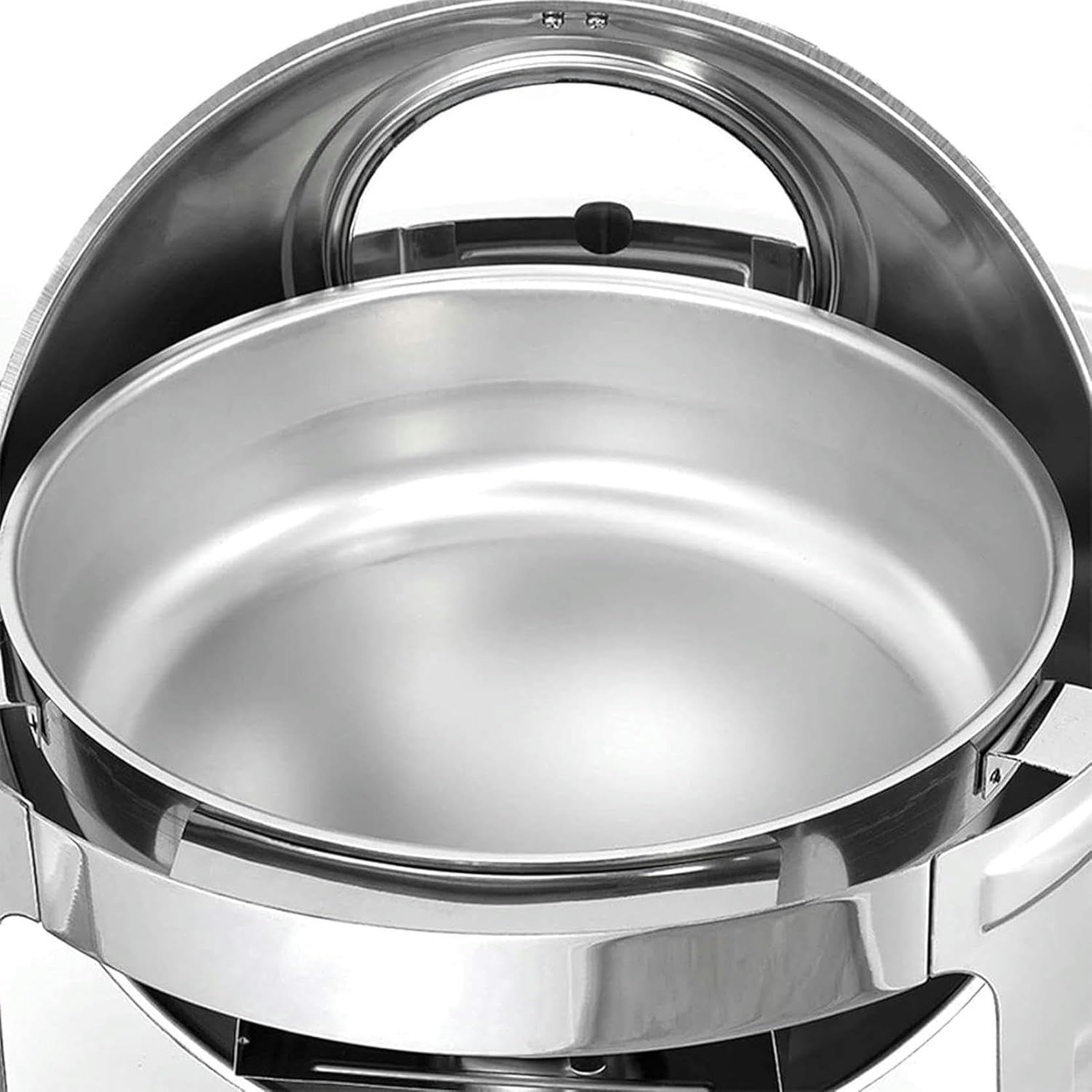 Chafing Dish Rotondo in Acciaio Inox,Set di Chafing Dish Scaldavivande Buffet,con Teglie per Alimenti E Porta-Combustibile,Set Scaldavivande per Catering,Buffet E FES