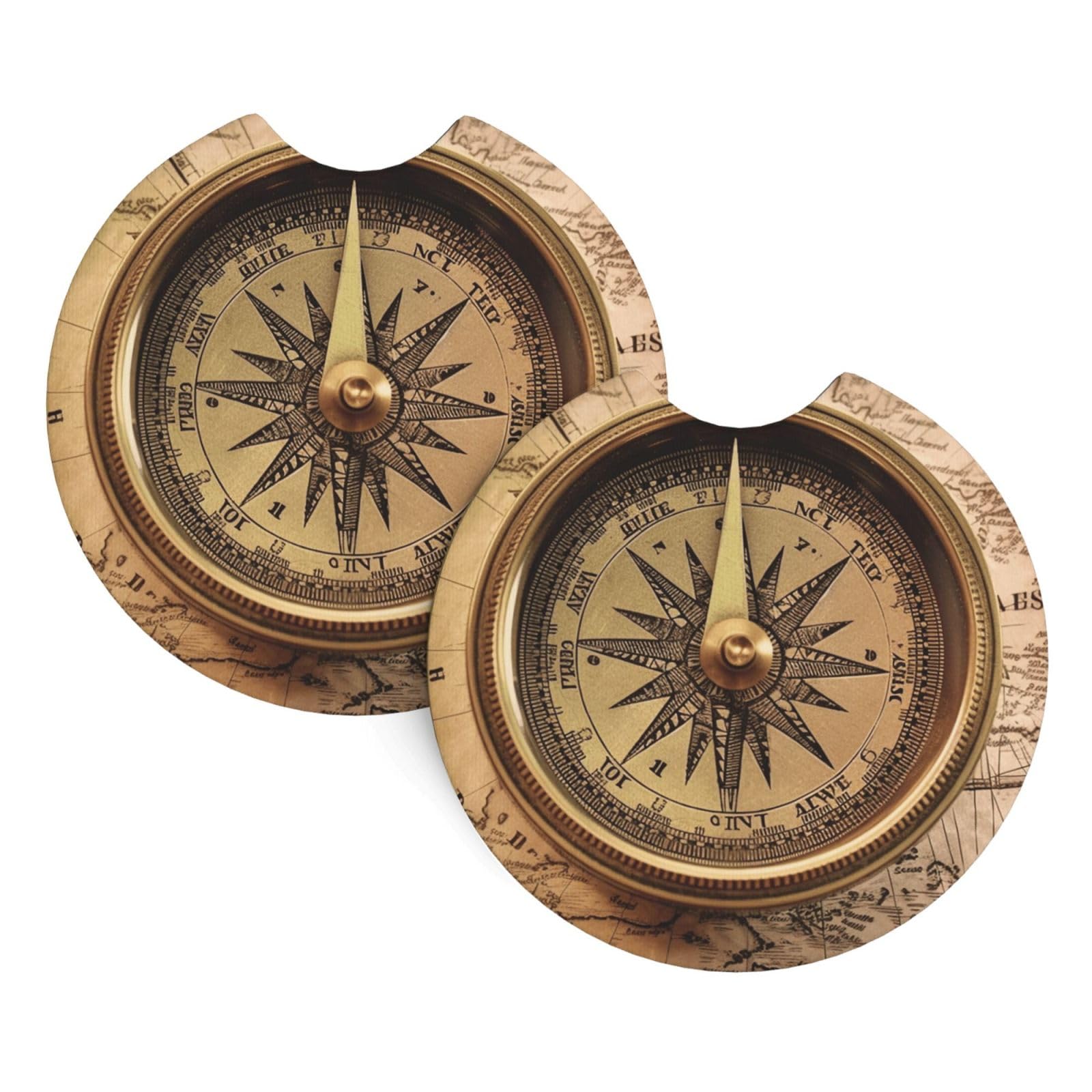 2 Pack Car Coaster for Cup Holders Law of the Compass Navigation Car Cup Coaster 2.7" Neoprene Non-Slip Automotive Cup Mat Universal Auto Car Interior Accessories for Women Men Cup Pad