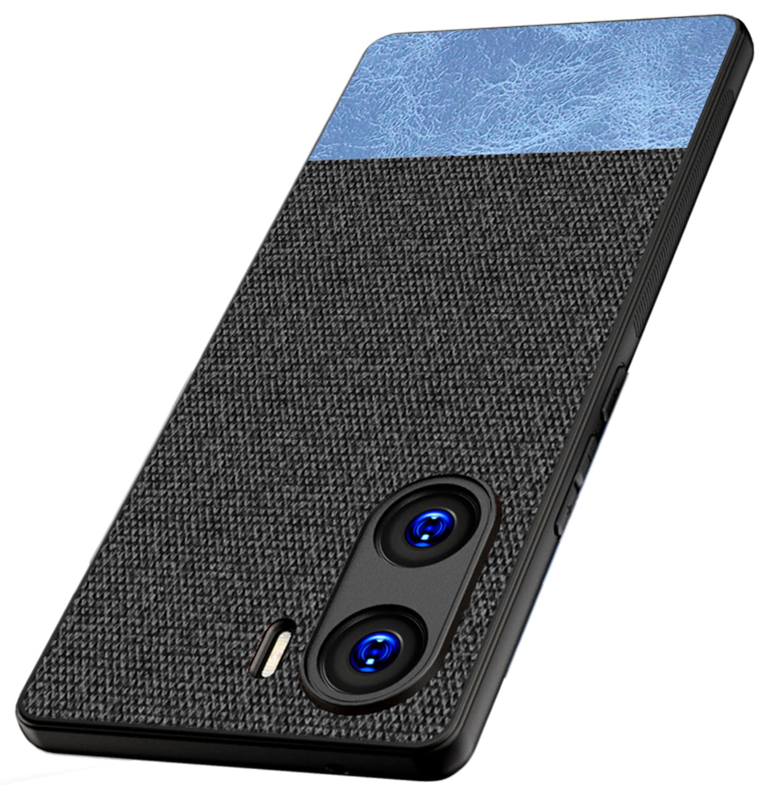 Kapa Soft Fabric & Leather Hybrid Protective Back Cover for Vivo V29E | Shockproof Slim Hard Anti Slip Back Case (Black,Blue) (B0CNJVDTFH) Amazon Price History, Amazon Price Tracker