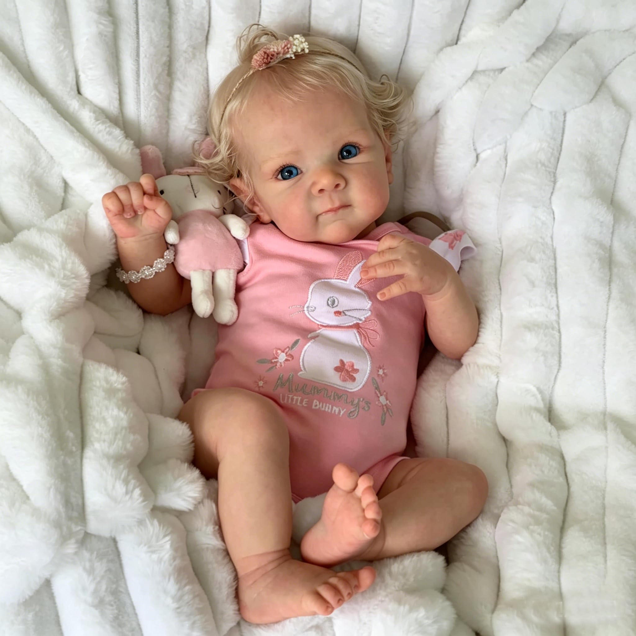MOHAIR Reborn Babies Dolls 20 inch 50 cm Realistic Full Body Vinyl Silicone Handmade Lifelike Real Newborn Baby that Looks Real Baby Girl Open Eyes with Accessories