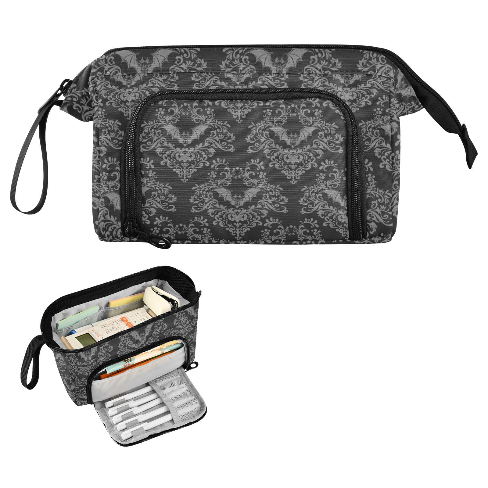 Goth Bats Black Big Capacity Pencil Pen Case Large Pencil Pouch