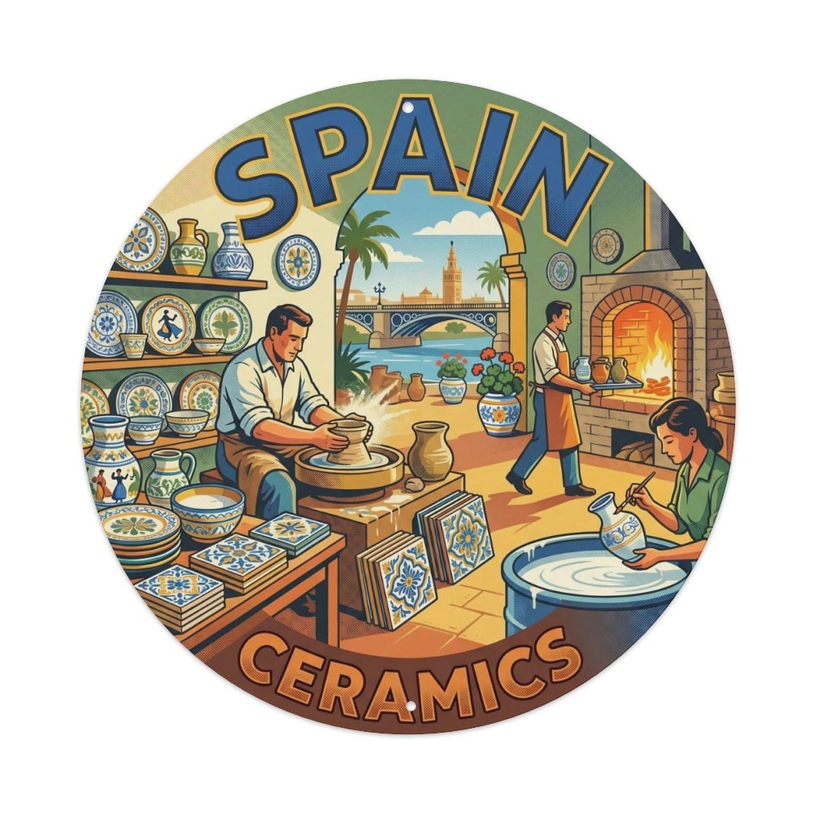 Sevilla Triana Ceramics Spain Cultural Travel Metal Tin Sign