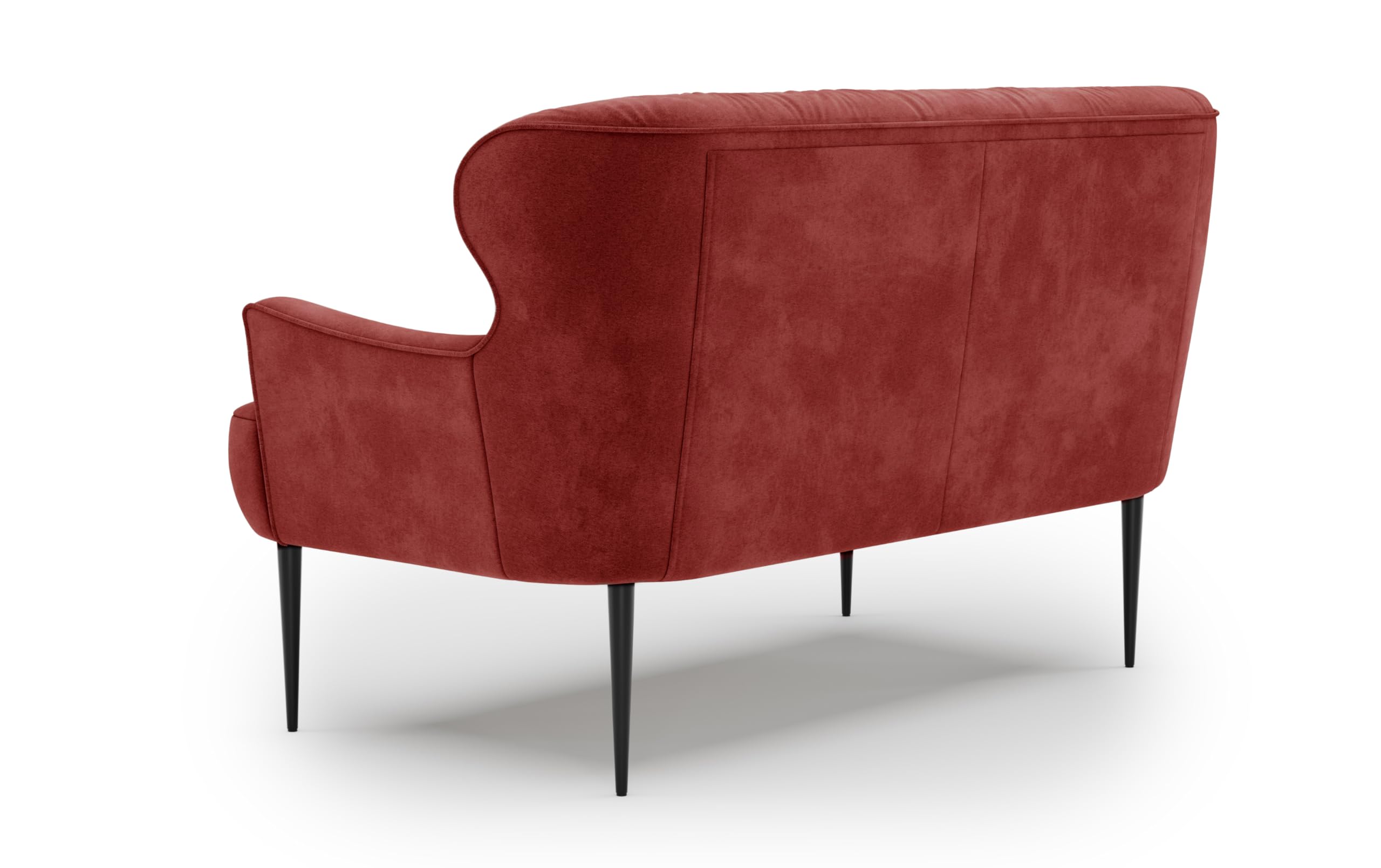 CAVADORE 2-Sitzer Küchensofa Amba, Trendige Sitzbank für Küche oder Esszimmer / 153 x 97 x 87 / Hochwertiges Mikrofaser: Rot