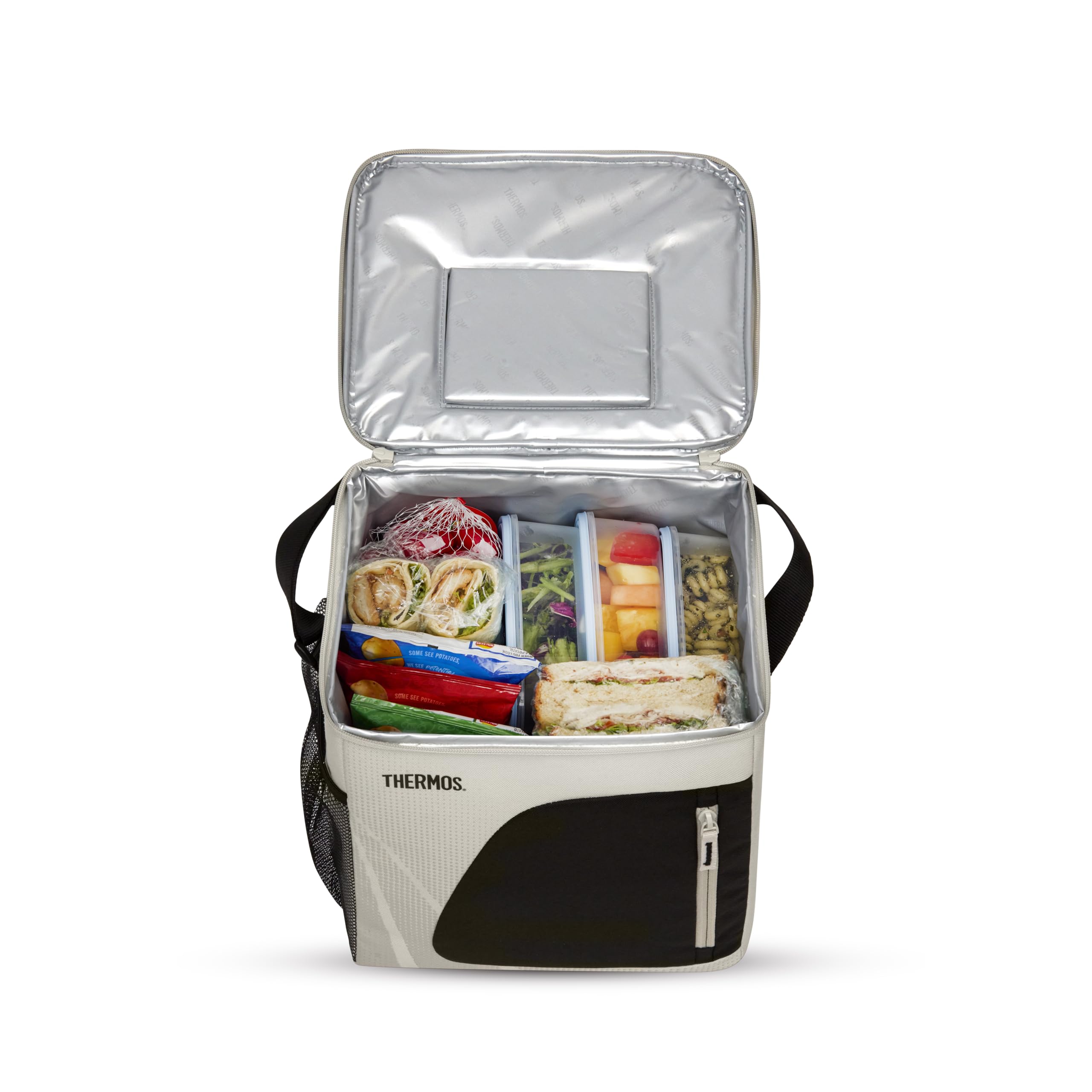 Thermos Radiance - Borsa termica da 17 l, per uso familiare, in arenaria, grande, per picnic e picnic, fodera resistente agli alimenti, isolamento Isotec che mantiene il cibo freddo per 5 ore