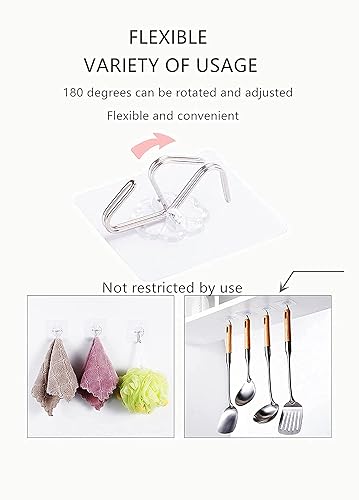 Miniatura 5 de CHAIKEN&CAPONE Ganchos adhesivos de techo para colgar 20 piezas de 13.2 libras (máximo), con ganchos de acero inoxidable para cocina, sala de estar,