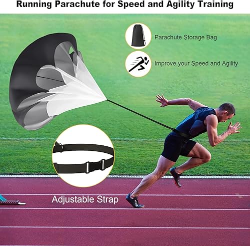 Miniatura 4 de Juego de equipo de entrenamiento de agilidad de velocidad, escalera de agilidad de 19.7 pies, 12 conos de fútbol, cuerda de saltar, paracaídas para