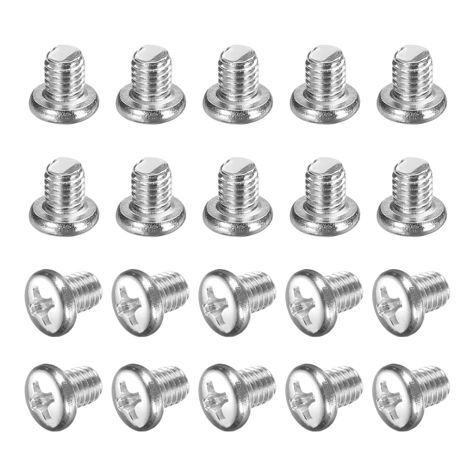 sourcing map 100 Pcs M5x6-0.8mm Phillips Pan Head Machine Screws, Carbon Steel Full Thread