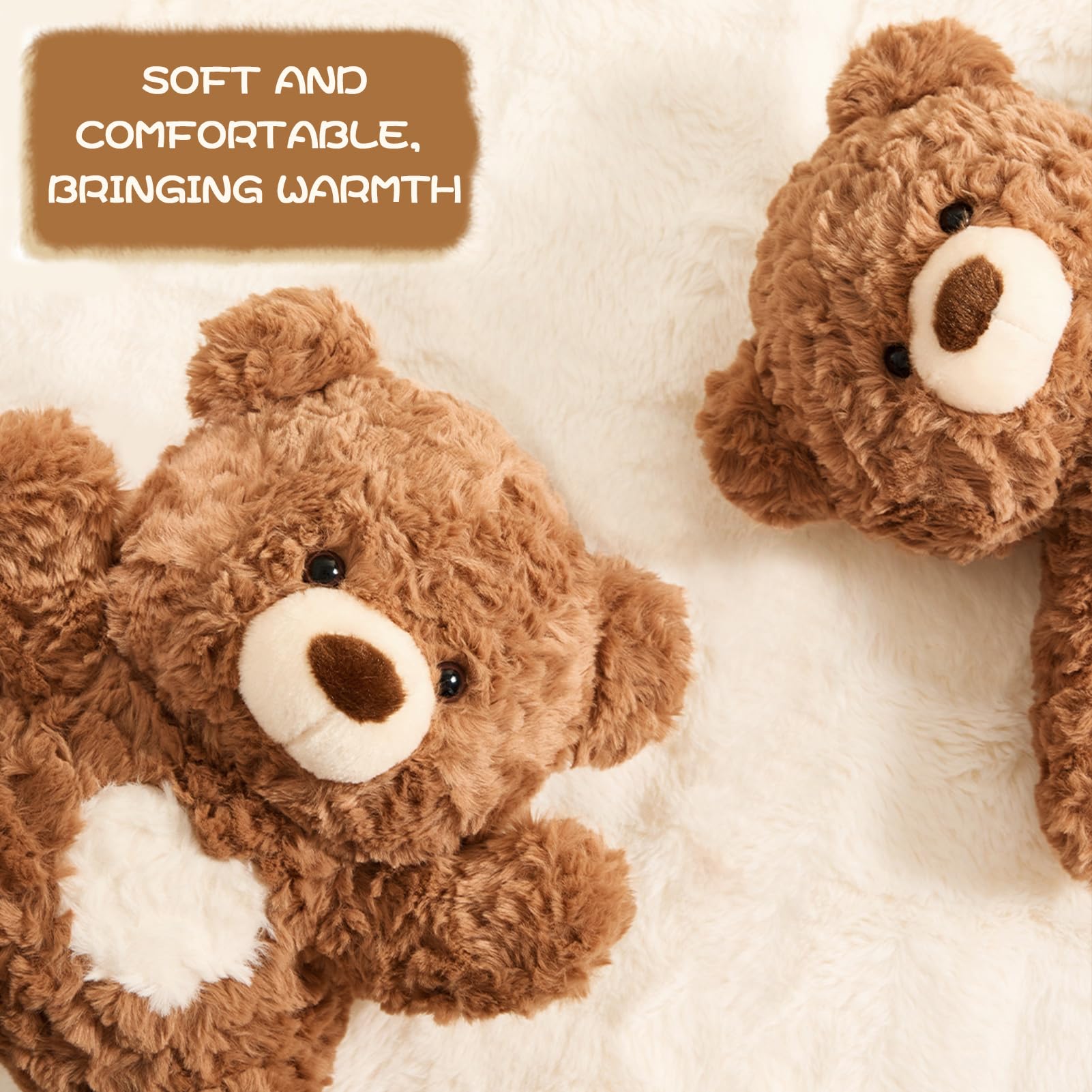 Adorlynetty 13.7” Teddy Bear Stuffed Animals with heart, Cute Teddy Bear Plush for Kids Baby Girls Boys(Brown) - Image 3