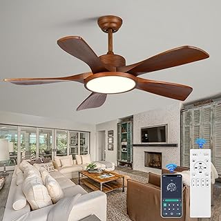 Wood Ceiling Fan with Lights and Remote Control 5 Solid Wooden Blades 42...