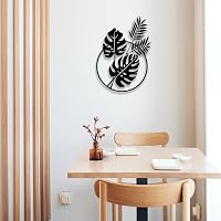 Dexlyn Monstera Deliciosa Fali Dekoráció Fekete Minimalist Fém Falidekor Nappali Hálószoba Kávézó 30x43cm 3
