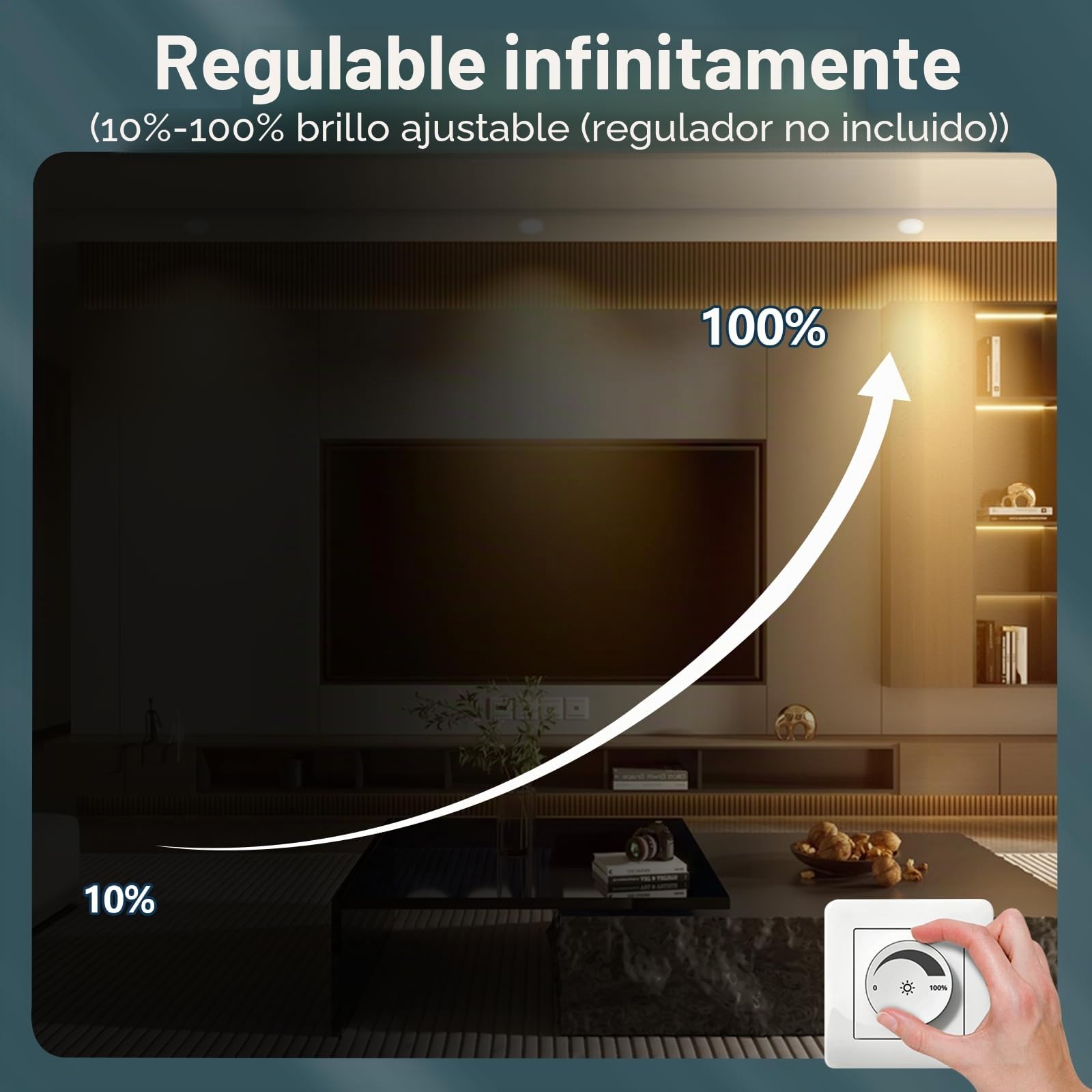 YindaLux 10x Módulo LED 230V Regulable 5W IP44 Bombillas LED para focos empotrable, reemplazo para GU10/MR16, ultra plana ø50x23mm 3000K 4000K 6500K ángulo de haz 120°