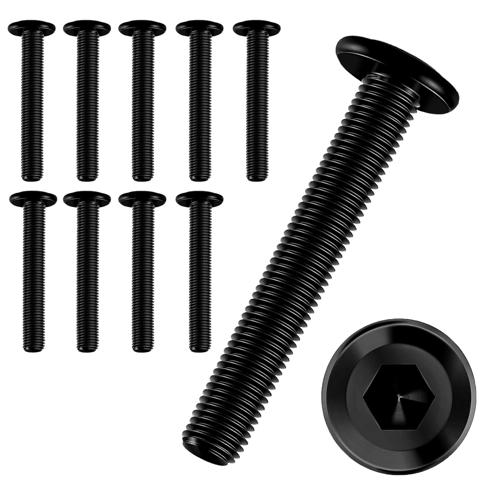 10 PCS Bolt M6×40,Stainless Steel Bolts,Flat Head Hex Socket Cap Screws Bolts,Allen Socket Bolts Screws,Furniture Screws,M6x40mm,Black(M6×40)